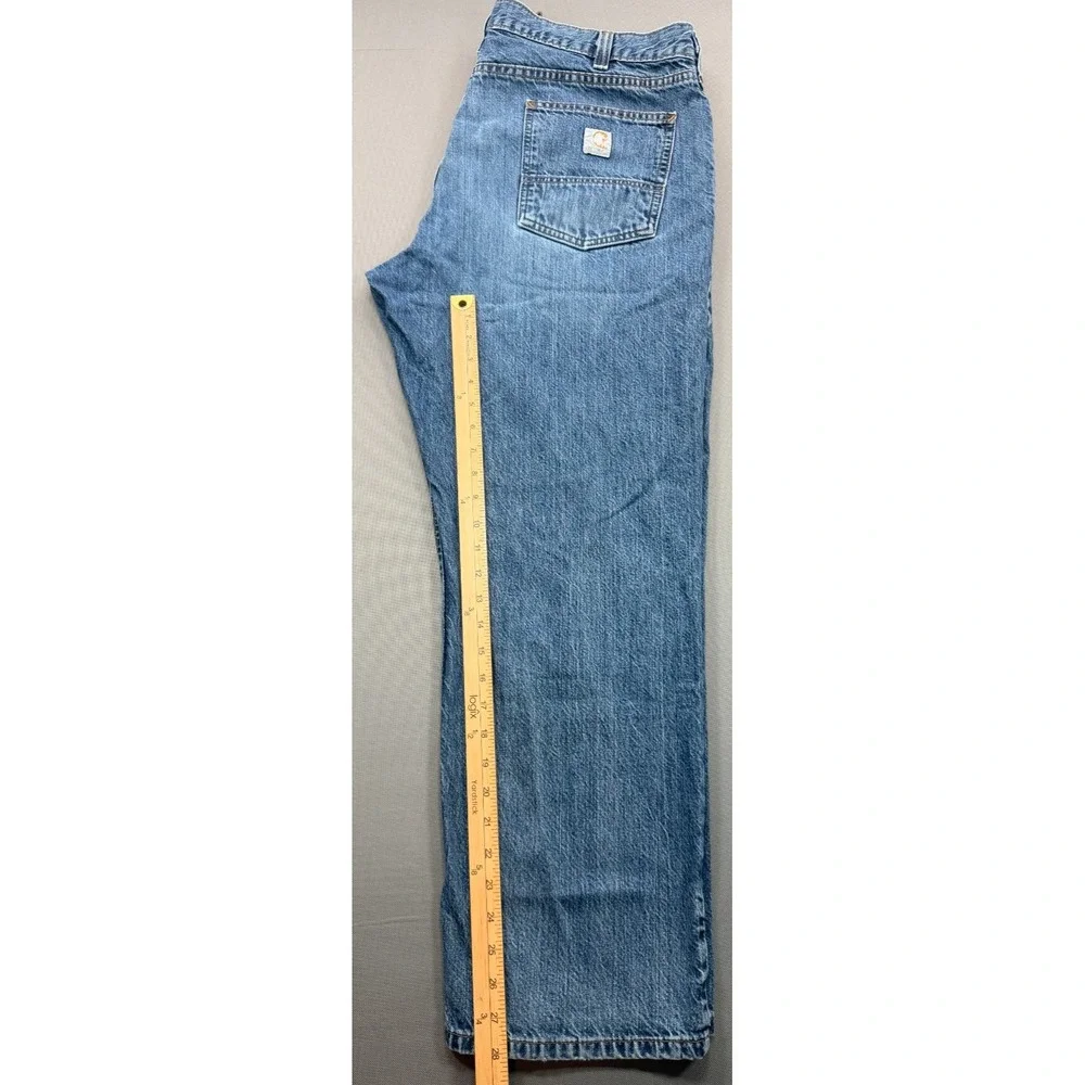 Carhartt Men's Relaxed Fit Jeans Medium Wash Blue Denim Work Pants | 40x30
